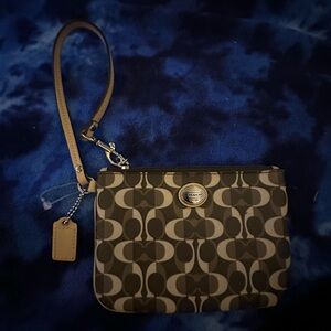 Coach Brown Signature Wristlet